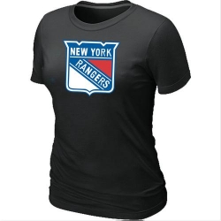 NHL Women's New York Rangers Big & Tall Logo T-Shirt - Black