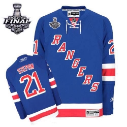 Derek Stepan Reebok New York Rangers Premier Royal Blue Home 2014 Stanley Cup Patch NHL Jersey