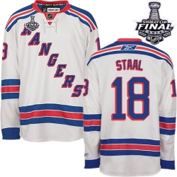 Marc Staal Reebok New York Rangers Authentic White Away 2014 Stanley Cup Patch NHL Jersey