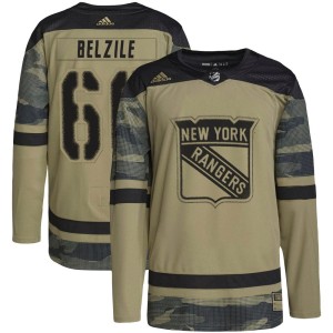Alex Belzile Youth Adidas New York Rangers Authentic Camo Military Appreciation Practice Jersey