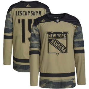 Jake Leschyshyn Youth Adidas New York Rangers Authentic Camo Military Appreciation Practice Jersey