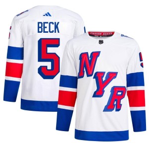 Barry Beck Men's Adidas New York Rangers Authentic White 2024 Stadium Series Primegreen Jersey
