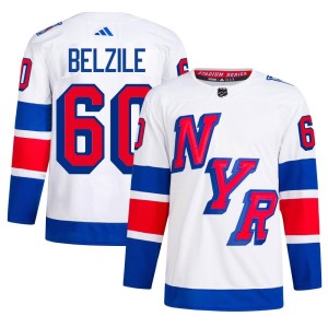 Alex Belzile Men's Adidas New York Rangers Authentic White 2024 Stadium Series Primegreen Jersey