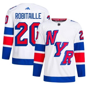 Luc Robitaille Men's Adidas New York Rangers Authentic White 2024 Stadium Series Primegreen Jersey