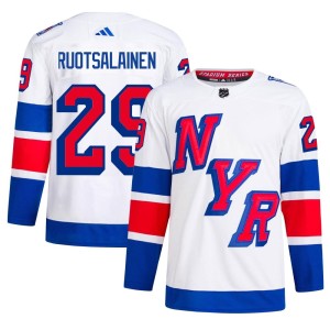 Reijo Ruotsalainen Men's Adidas New York Rangers Authentic White 2024 Stadium Series Primegreen Jersey