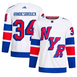 John Vanbiesbrouck Men's Adidas New York Rangers Authentic White 2024 Stadium Series Primegreen Jersey