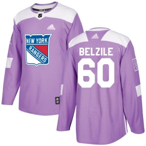 Alex Belzile Men's Adidas New York Rangers Authentic Purple Fights Cancer Practice Jersey