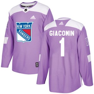 Eddie Giacomin Men's Adidas New York Rangers Authentic Purple Fights Cancer Practice Jersey