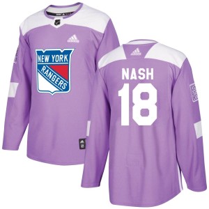 Riley Nash Men's Adidas New York Rangers Authentic Purple Fights Cancer Practice Jersey