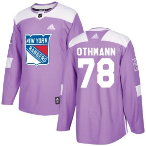 Brennan Othmann Men's Adidas New York Rangers Authentic Purple Fights Cancer Practice Jersey