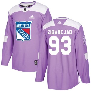 Mika Zibanejad Men's Adidas New York Rangers Authentic Purple Fights Cancer Practice Jersey