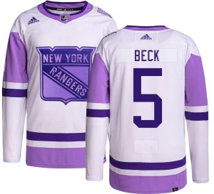 Barry Beck Men's Adidas New York Rangers Authentic Hockey Fights Cancer Jersey