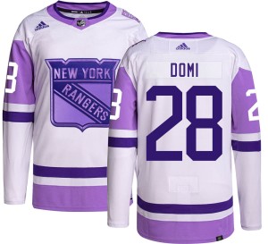 Tie Domi Men's Adidas New York Rangers Authentic Hockey Fights Cancer Jersey