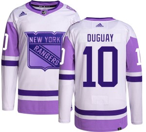 Ron Duguay Men's Adidas New York Rangers Authentic Hockey Fights Cancer Jersey