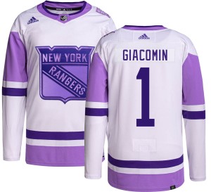 Eddie Giacomin Men's Adidas New York Rangers Authentic Hockey Fights Cancer Jersey