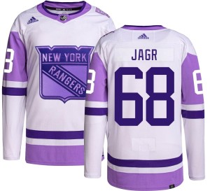 Jaromir Jagr Men's Adidas New York Rangers Authentic Hockey Fights Cancer Jersey