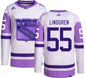 Ryan Lindgren Men's Adidas New York Rangers Authentic Hockey Fights Cancer Jersey