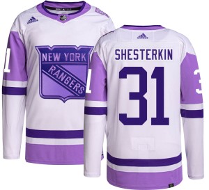 Igor Shesterkin Men's Adidas New York Rangers Authentic Hockey Fights Cancer Jersey