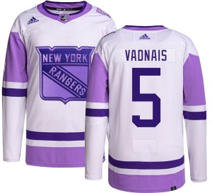 Carol Vadnais Men's Adidas New York Rangers Authentic Hockey Fights Cancer Jersey