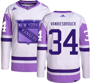 John Vanbiesbrouck Men's Adidas New York Rangers Authentic Hockey Fights Cancer Jersey