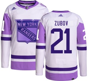 Sergei Zubov Men's Adidas New York Rangers Authentic Hockey Fights Cancer Jersey
