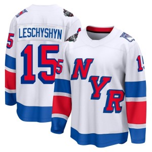 Jake Leschyshyn Men's Fanatics Branded New York Rangers Breakaway White 2024 Stadium Series Jersey