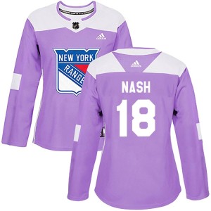 Riley Nash Women's Adidas New York Rangers Authentic Purple Fights Cancer Practice Jersey