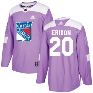 Jan Erixon Youth Adidas New York Rangers Authentic Purple Fights Cancer Practice Jersey