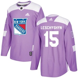 Jake Leschyshyn Youth Adidas New York Rangers Authentic Purple Fights Cancer Practice Jersey