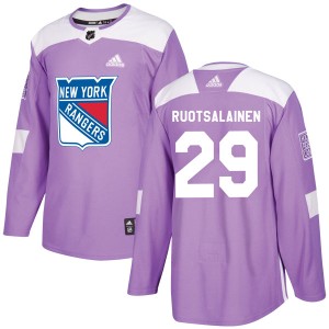 Reijo Ruotsalainen Youth Adidas New York Rangers Authentic Purple Fights Cancer Practice Jersey