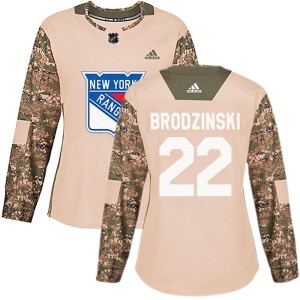 Jonny Brodzinski Women's Adidas New York Rangers Authentic Camo Veterans Day Practice Jersey