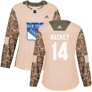 Connor Mackey Women's Adidas New York Rangers Authentic Camo Veterans Day Practice Jersey