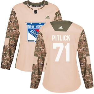 Tyler Pitlick Women's Adidas New York Rangers Authentic Camo Veterans Day Practice Jersey