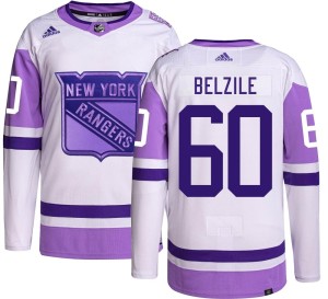 Alex Belzile Youth Adidas New York Rangers Authentic Hockey Fights Cancer Jersey