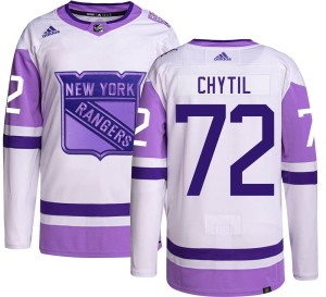 Filip Chytil Youth Adidas New York Rangers Authentic Hockey Fights Cancer Jersey