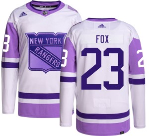Adam Fox Youth Adidas New York Rangers Authentic Hockey Fights Cancer Jersey
