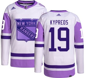 Nick Kypreos Youth Adidas New York Rangers Authentic Hockey Fights Cancer Jersey