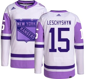 Jake Leschyshyn Youth Adidas New York Rangers Authentic Hockey Fights Cancer Jersey