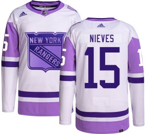 Boo Nieves Youth Adidas New York Rangers Authentic Hockey Fights Cancer Jersey