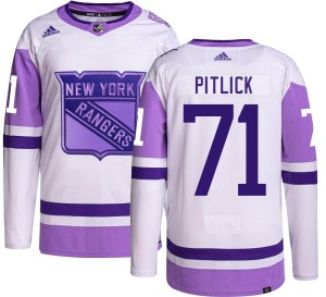 Tyler Pitlick Youth Adidas New York Rangers Authentic Hockey Fights Cancer Jersey