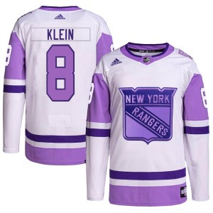 Kevin Klein Youth Adidas New York Rangers Authentic White/Purple Hockey Fights Cancer Primegreen Jersey