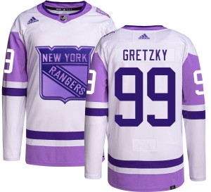 Wayne Gretzky Youth Adidas New York Rangers Authentic Hockey Fights Cancer Jersey